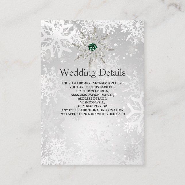 Carte D'accompagnement argent Emerald Green Mariage (Devant)