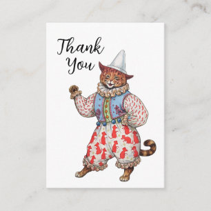 Carte D'accompagnement Arlequin Félin Costumé de Théâtre Art Merci