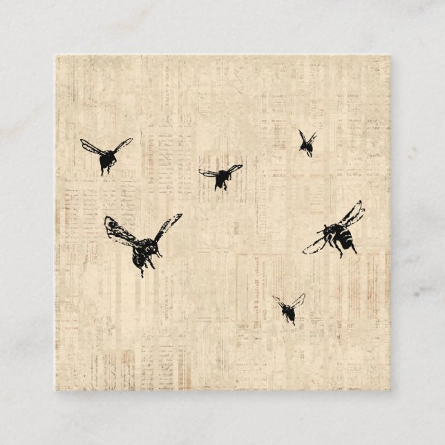 Carte D'accompagnement Art de l'abeille vintage Illustration de style de  (Devant)