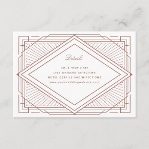 Carte D'accompagnement Art Déco Diamond Blanc et Rose Mariage or
