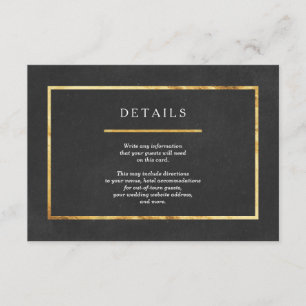 Carte D'accompagnement Art Déco moderne Gold & Black Mariage Insérer des