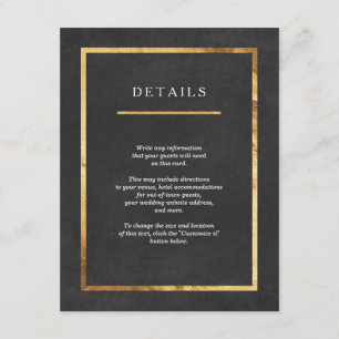 Carte D'accompagnement Art Déco moderne Gold & Black Mariage Insérer des