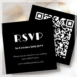 Carte D'accompagnement Art déco noir   Code QR   Mariage RSVP