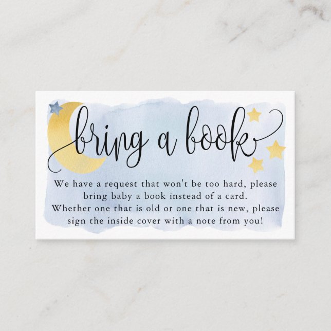 Carte D'accompagnement Au-dessus de la lune, demande de Baby shower bleu (Devant)