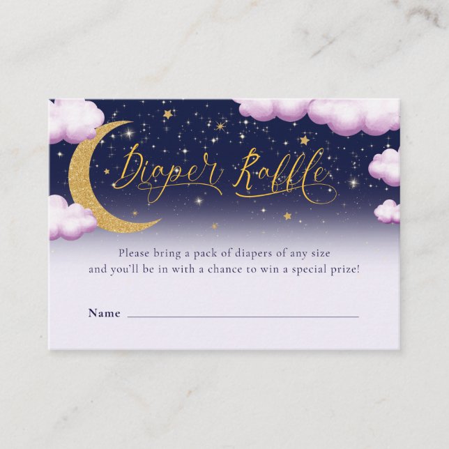 Carte D'accompagnement Au-dessus de la lune fille Baby shower Déchets Raf (Devant)