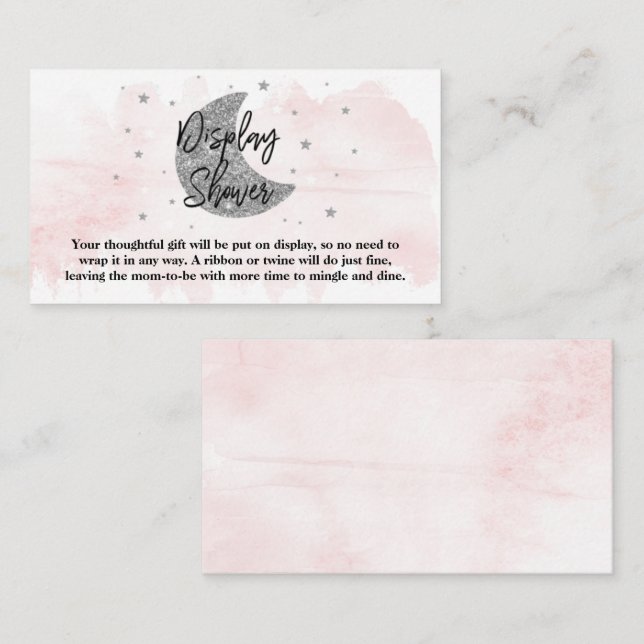 Carte D'accompagnement Au-Dessus De La Lune | Filles Baby shower douche (Devant / Derrière)