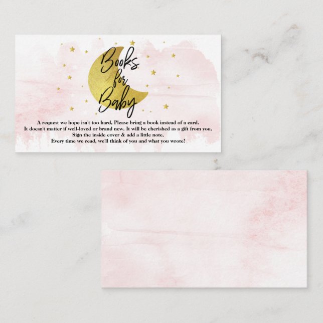 Carte D'accompagnement Au-Dessus De La Lune | Filles Baby showers Livres  (Devant / Derrière)