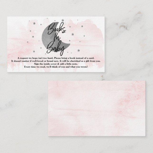 Carte D'accompagnement Au-Dessus De La Lune | Filles Baby showers Livres  (Devant / Derrière)