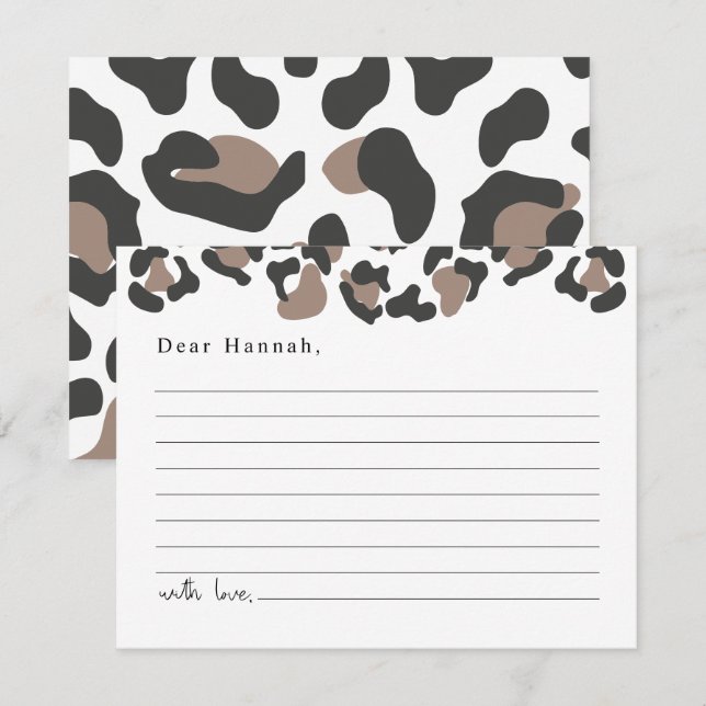 Carte D'accompagnement AUBREE Empreinte de léopard Safari Time Capsule (Devant / Derrière)