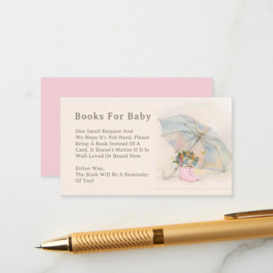 Carte D'accompagnement Aura Parapluie Floral Rose Bottes Livres Pour Bébé