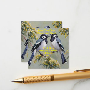 Carte D'accompagnement Australian Magpies Oil Paint, Enregistrer La Date,