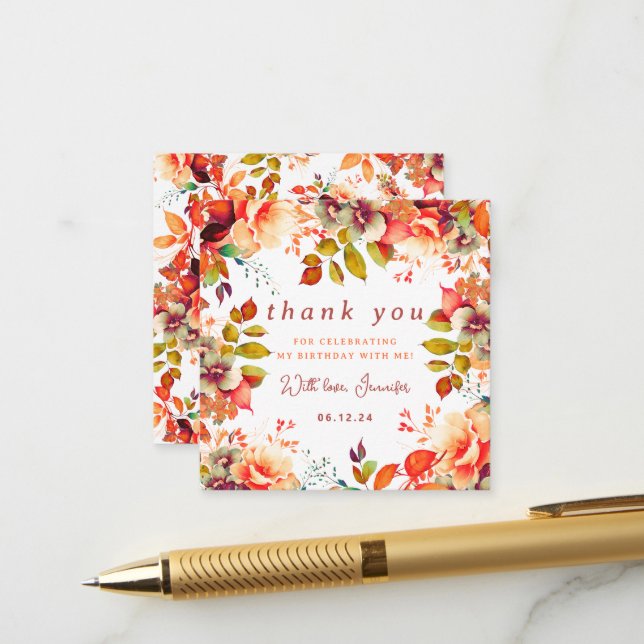 Carte D'accompagnement Automne Aquarelle d'automne Floral Anniversaire Me (Devant/Arrière en situation)