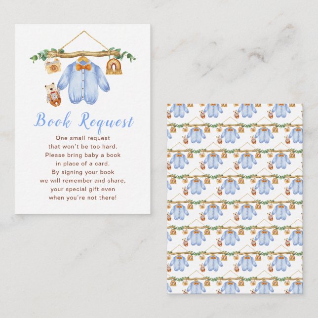 Carte D'accompagnement Automne Automne Vêtements Ligne Baby shower garçon (Devant / Derrière)