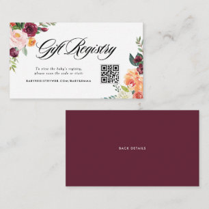 Carte D'accompagnement Automne Blooms Automne Baby shower QR Code Registr