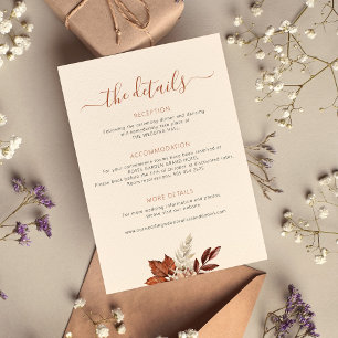 Carte D'accompagnement Automne Boho feuille détails mariages ivoire
