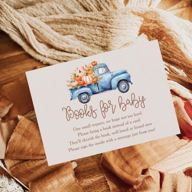 Carte D'accompagnement Automne Boy Baby shower Citrouille Camion Livres P (Créateur téléchargé)