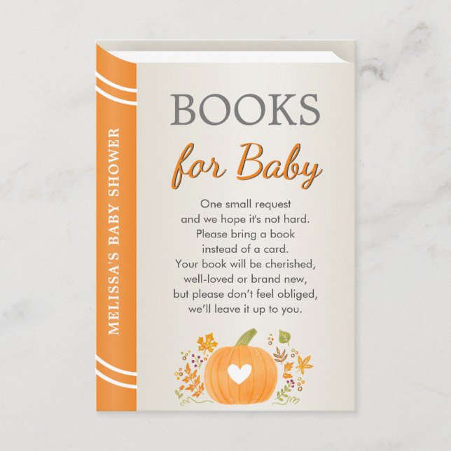 Carte D'accompagnement Automne Citrouille d'automne Orange Baby shower Pa (Devant)