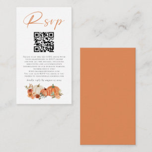 Carte D'accompagnement Automne Citrouille Florals QR Code Mariage RSVP