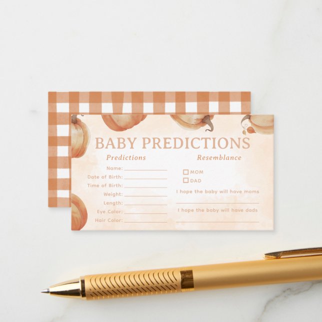 Carte D'accompagnement Automne Citrouille prédictions de bébé (Devant/Arrière en situation)