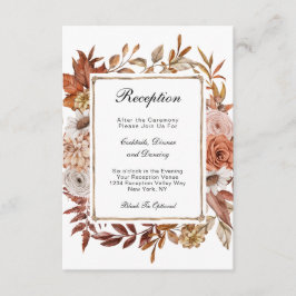 Carte D'accompagnement Automne Feuilles Florales Formelle Mariage Récepti
