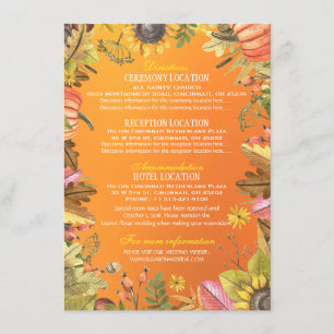 Carte D'accompagnement Automne Feuilles Mariage Citrouille Détails Inform