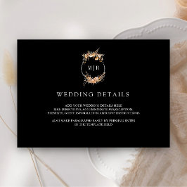 Carte D'accompagnement Automne Fleur sauvage Crest Black Mariage Détails