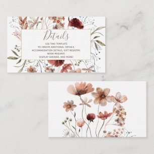 Carte D'accompagnement Automne Fleurs sauvages Détails Baby shower Insére