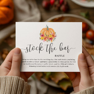 Carte D'accompagnement Automne Floral Citrouille Stock de bar Fête des ma