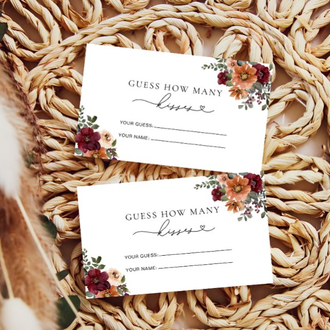 Carte D'accompagnement Automne Floral Combien de baisers jeu nuptiale (Créateur téléchargé)