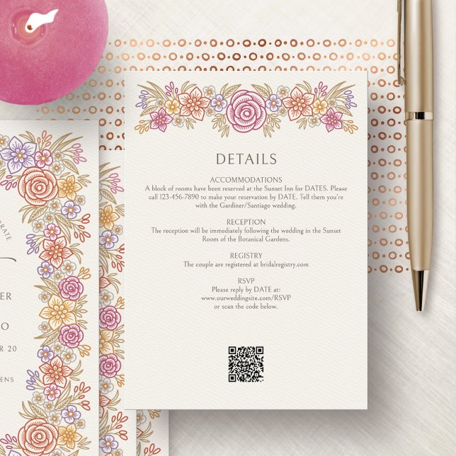 Carte D'accompagnement Automne Floral Détails Mariage (Créateur téléchargé)