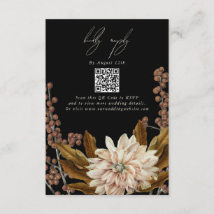 Carte D'accompagnement Automne Floral Mariage de automne noir QR Code
