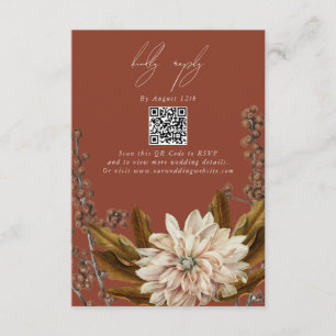 Carte D'accompagnement Automne Floral Terracotta Mariage de automne QR Co