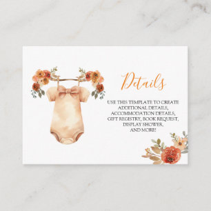 Carte D'accompagnement Automne Floral Vêtements de bébé Détails du Baby s