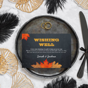 Carte D'accompagnement Automne laisse Chalkboard Mariage Wishing well