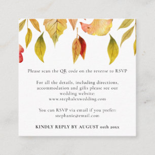 Carte D'accompagnement Automne laisse Mariage QR Code RSVP Carré