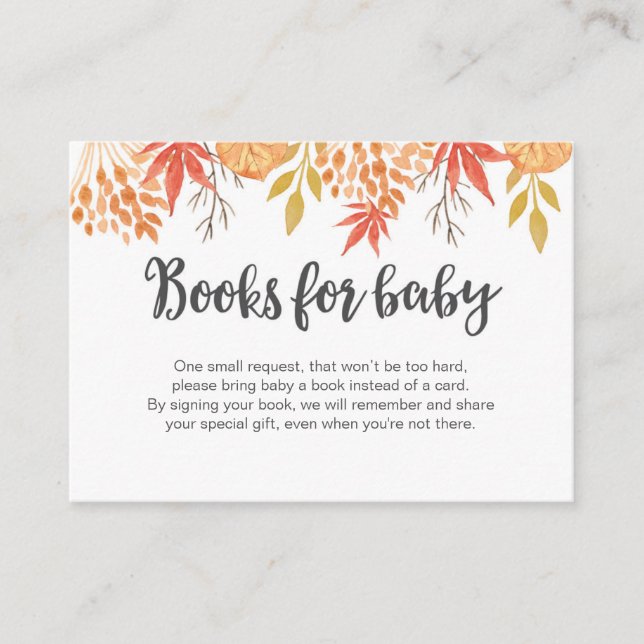 Carte D'accompagnement Automne Livre d'automne Demande Baby shower Insert (Devant)