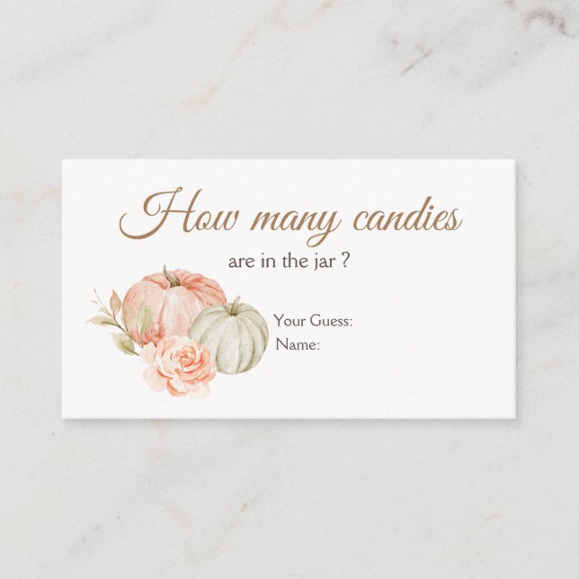 Carte D'accompagnement Automne Pêche Vert Citrouille Combien de bonbons (Devant)