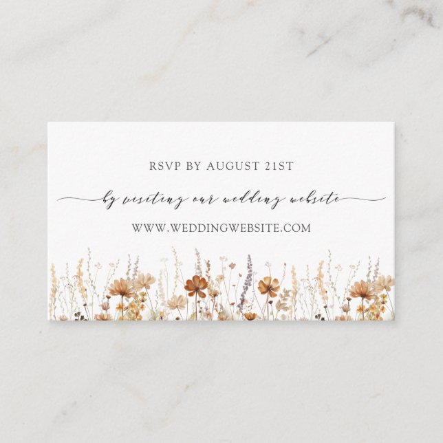 Carte D'accompagnement Automne Rouille Orange Mariage RSVP en ligne (Devant)