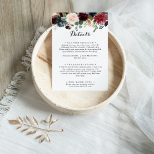 Carte D'accompagnement Automne Rustique Bourgogne Détails du Mariage