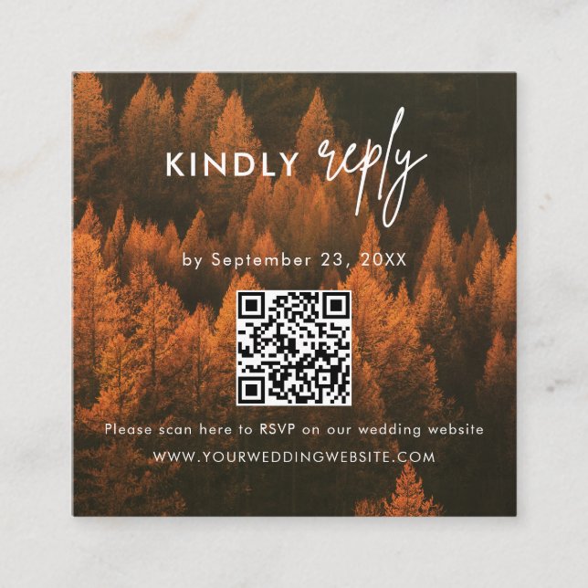 Carte D'accompagnement Autumn Woods Minimalist Wedding RSVP Card (Devant)
