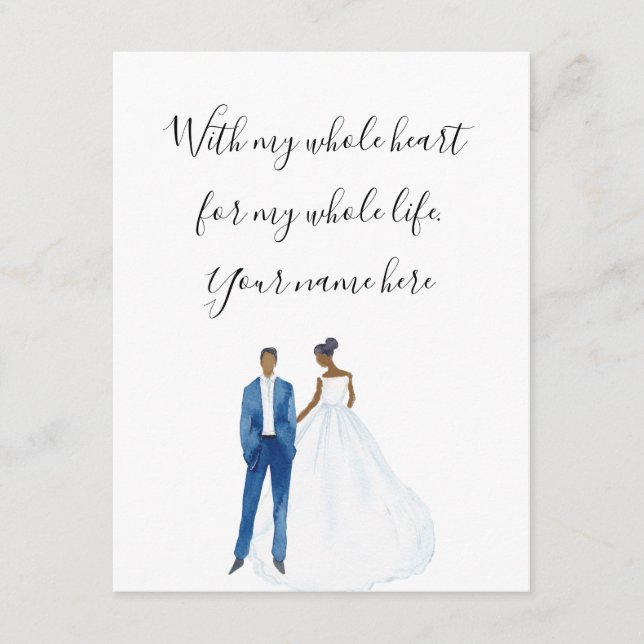 Carte D'accompagnement Avec tout mon coeur Illustré Couple Noir (Devant)