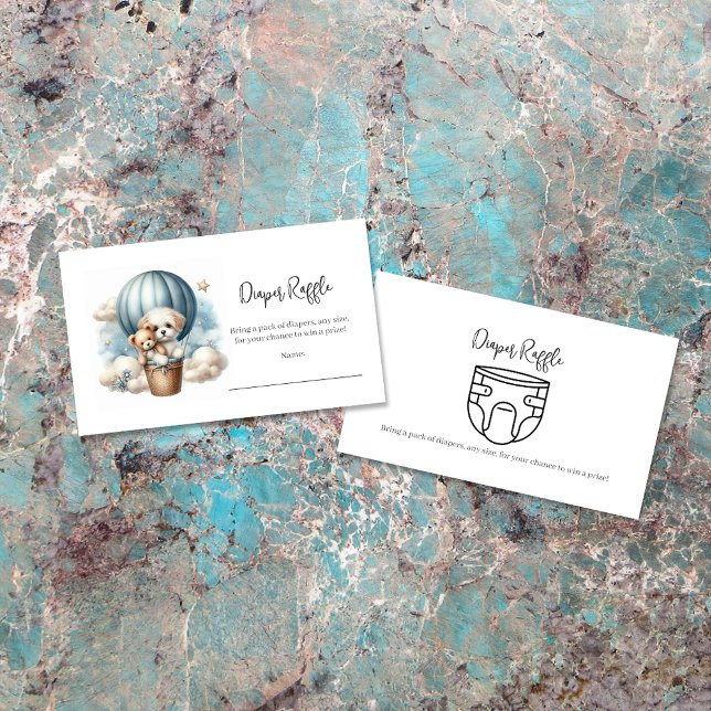 Carte D'accompagnement Aventure Baby Diaper Raffle Chiot Hot Air Balloon (Créateur téléchargé)