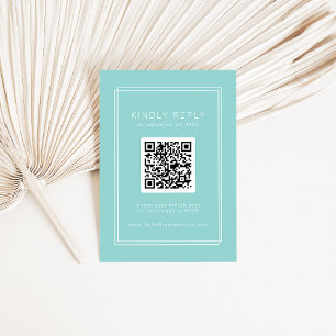 Carte D'accompagnement AVERT minimaliste Mint vert QR Code RSVP Mariage