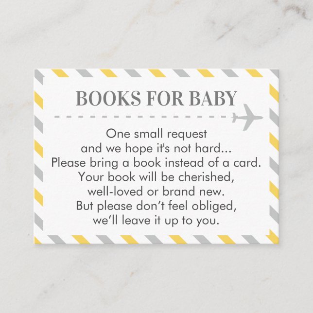 Carte D'accompagnement Avion Livres de voyage pour bébé garçon douche dem (Devant)