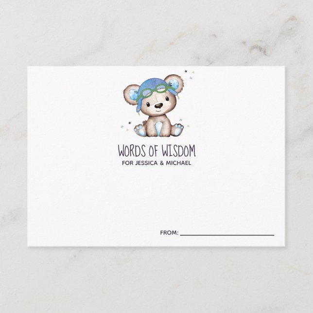 Carte D'accompagnement Avion Pilote Teddy Ours Paroles de sagesse (Devant)