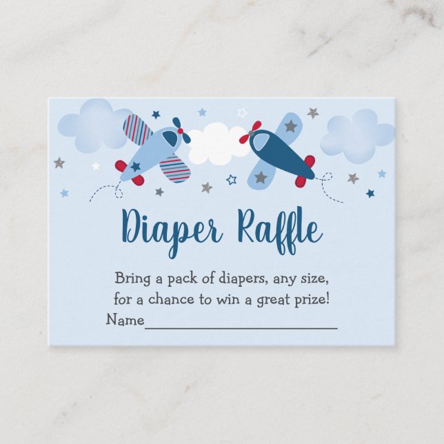 Carte D'accompagnement Avion Stars Nuages Baby shower Déchets Raffin (Devant)