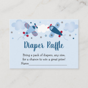 Carte D'accompagnement Avion Stars Nuages Baby shower Déchets Raffin