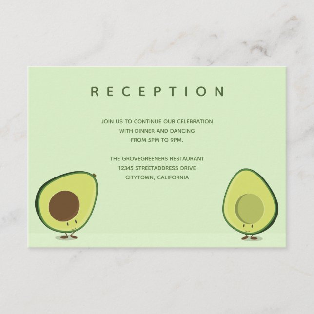 Carte D'accompagnement Avocado personnages de nourriture Réception de mar (Devant)
