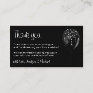 Carte D'accompagnement Baby Balloon Sparkle Party Glitz Black Merci
