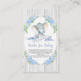 Carte D'accompagnement Baby Boy Elephant Baby shower Apportez un livre